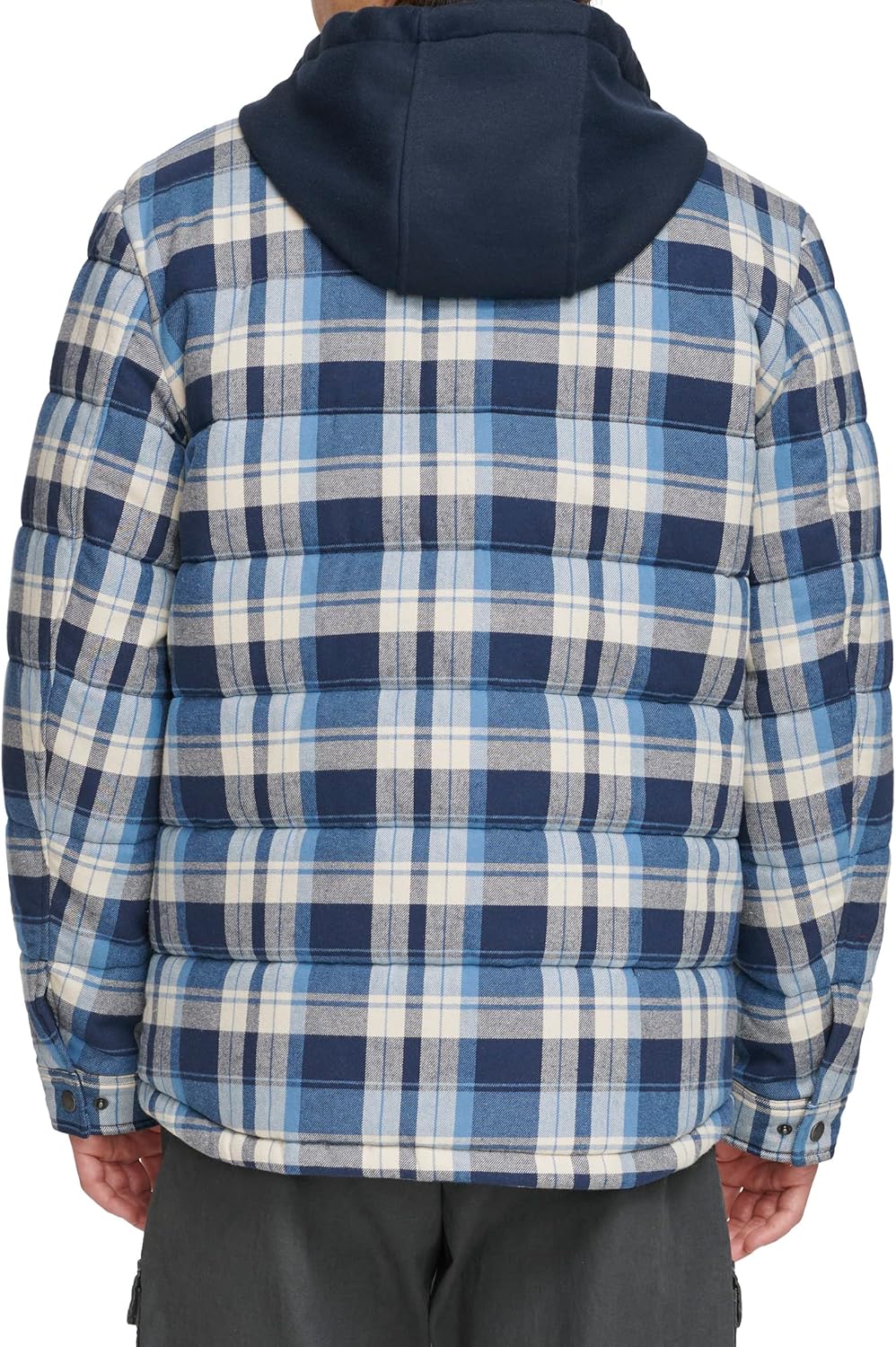 Мужская клетчатая куртка-рубашка Levi's с капюшоном и подкладкой из шерпы (стандартные размеры, большие и высокие), Navy/Blue Plaid — фото 4