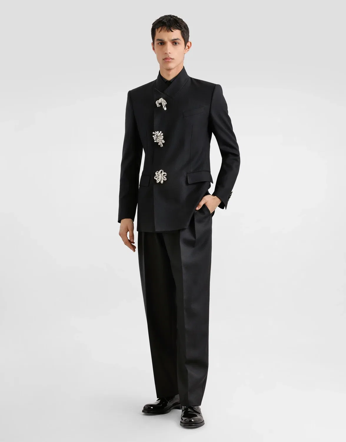 Сорочка из хлопкового поплина Gold-fit для смокинга DOLCE & GABBANA, черный — фото 2