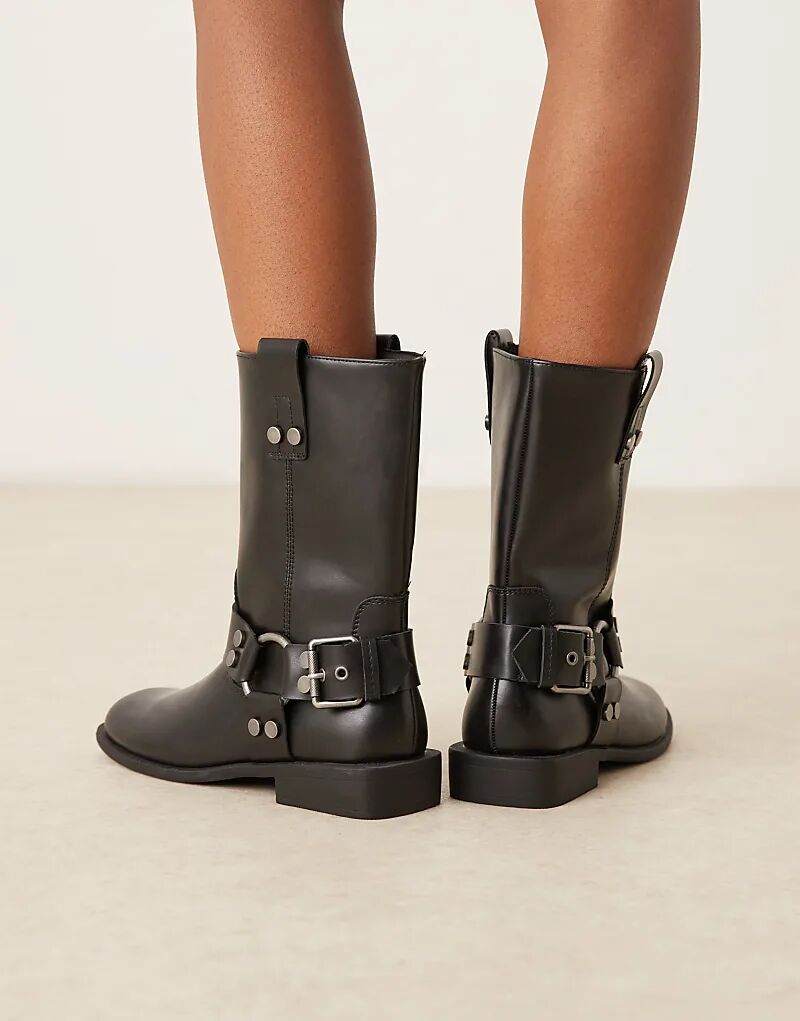 Широкие байкерские ботинки Arley на плоской подошве ASOS DESIGN черного цвета — фото 4