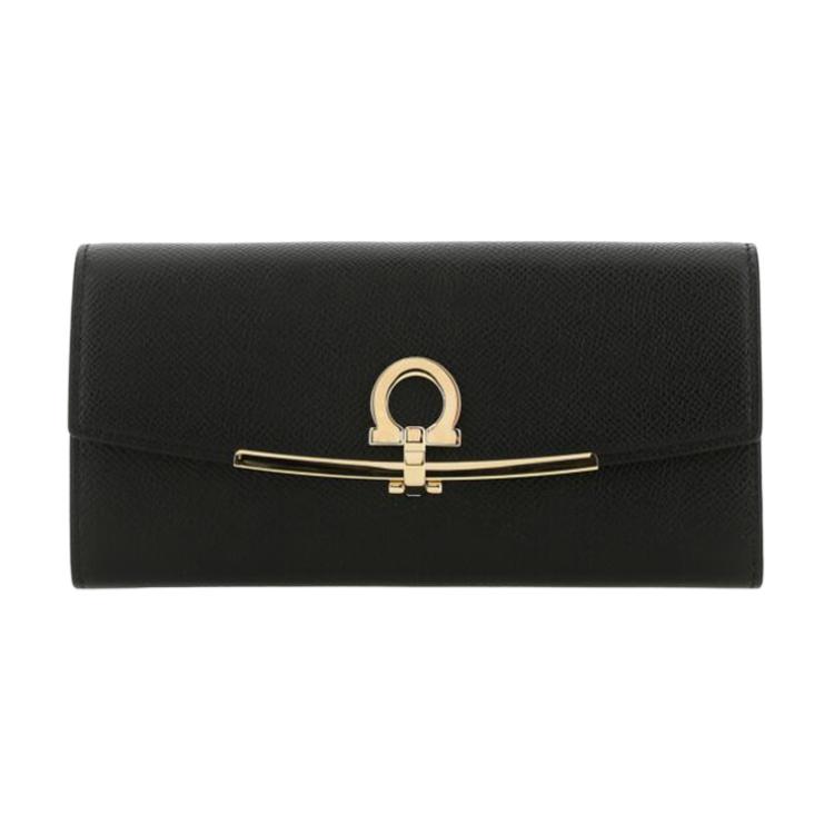 

Кожаный кошелек-клатч FERRAGAMO женский черный