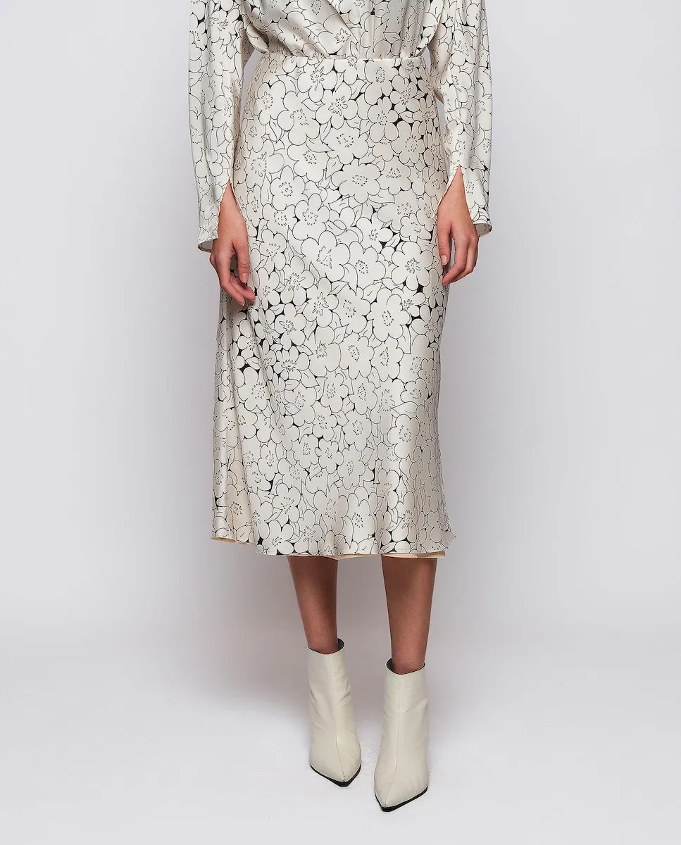 

Юбка миди с цветочным рисунком Mirto, белый/черный