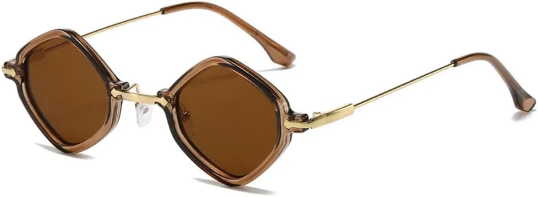 

Винтажные солнцезащитные очки в стиле панк с ромбовидным рисунком, металлические, маленькие, с градиентным переходом, роскошные, с защитой от УФ-излучения UV400 VFDHN, Brown Brown