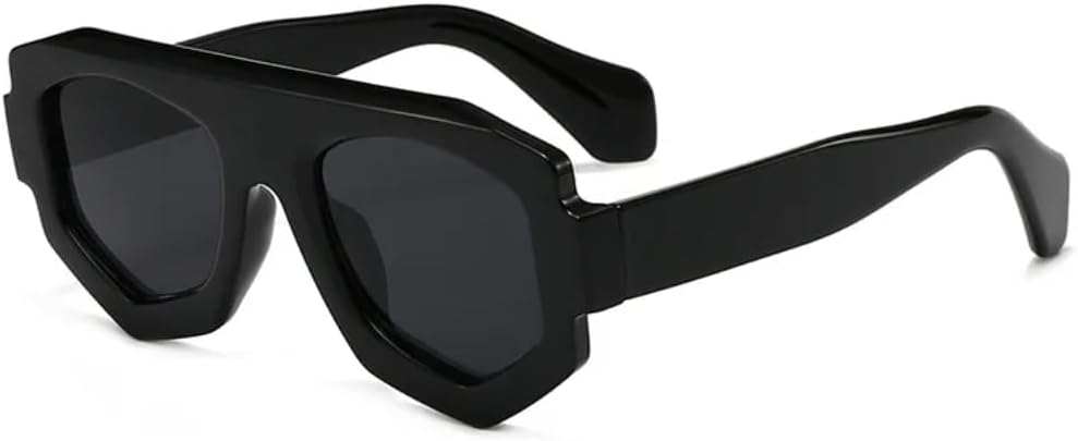 

Винтажные солнцезащитные очки неправильной формы для женщин и мужчин, популярные, с большой оправой и плоской верхней частью, защита от УФ-излучения UV400 HHZZYVY, Black Black