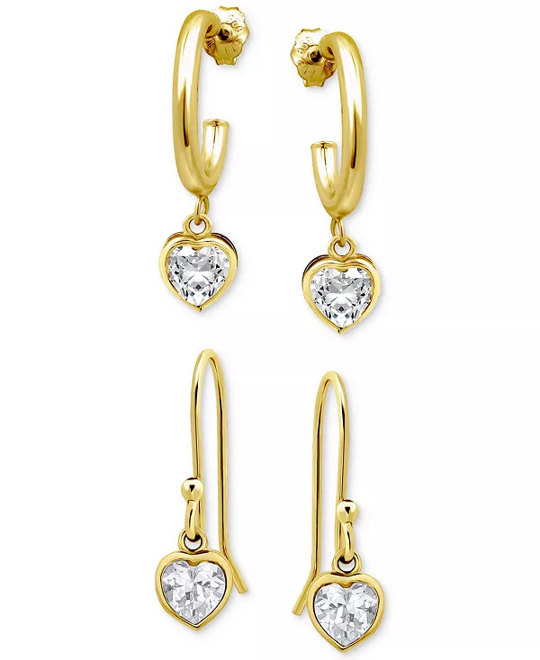 

Комплект из двух серег-колец и подвесок в форме сердца с кубическим цирконием, созданных для Macy's Giani Bernini, gold