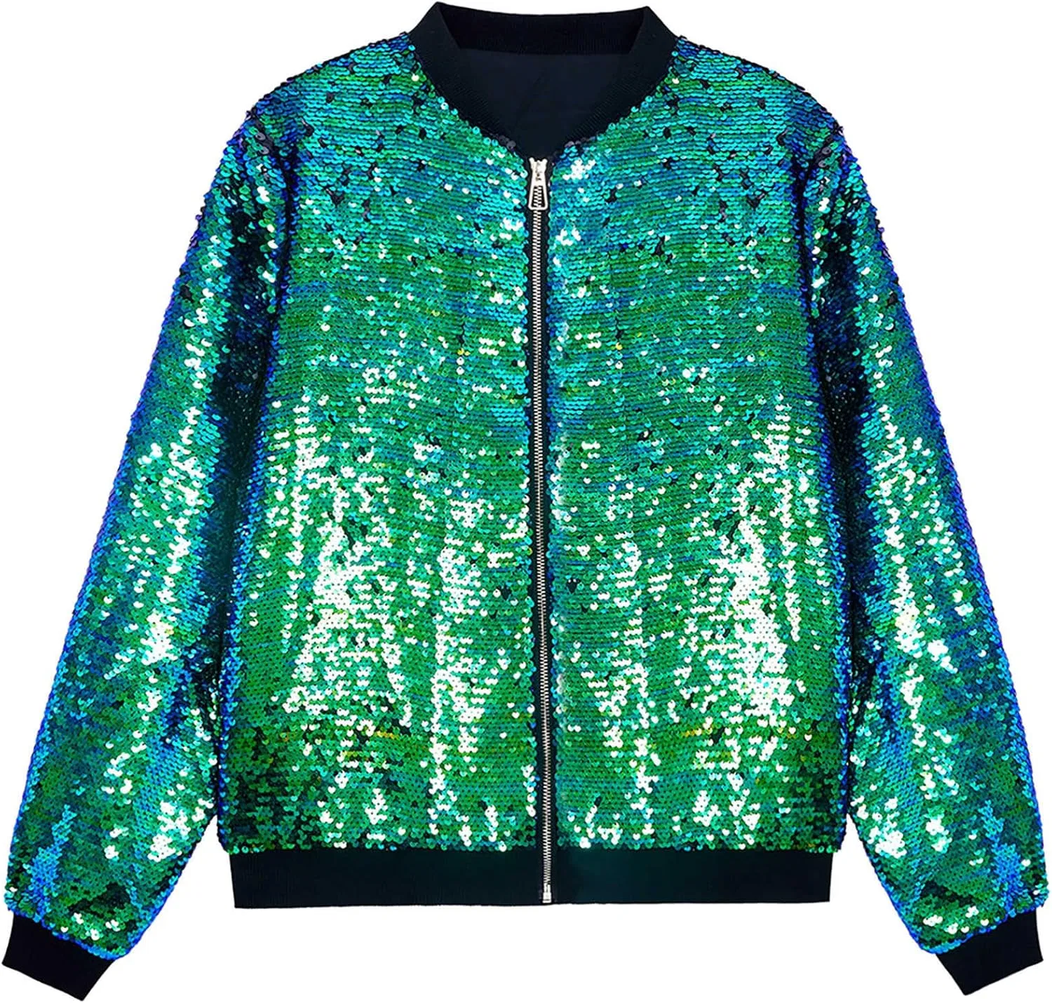 Куртка Sparkly Sequin, длинный рукав, на молнии, Bk2