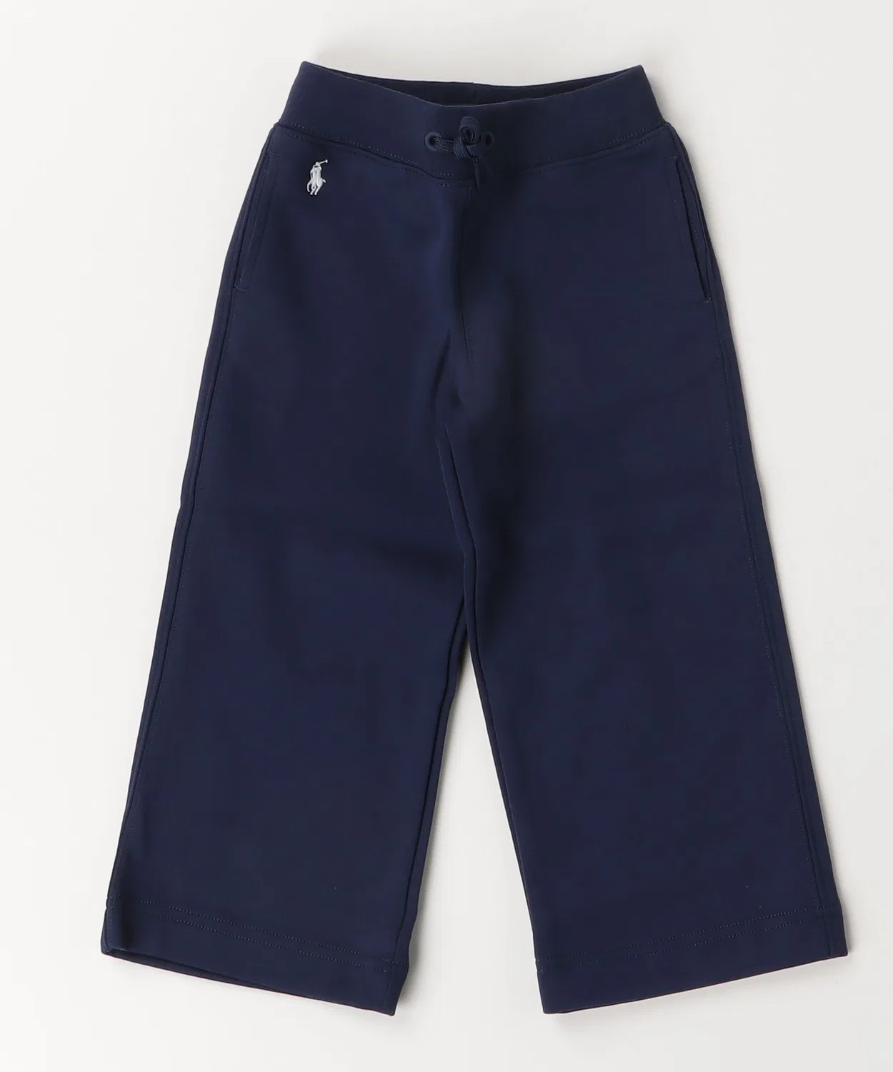 Штаны спортивные широкие из двойного трикотажа с вышивкой Polo Ralph Lauren, темно-синие — фото 3