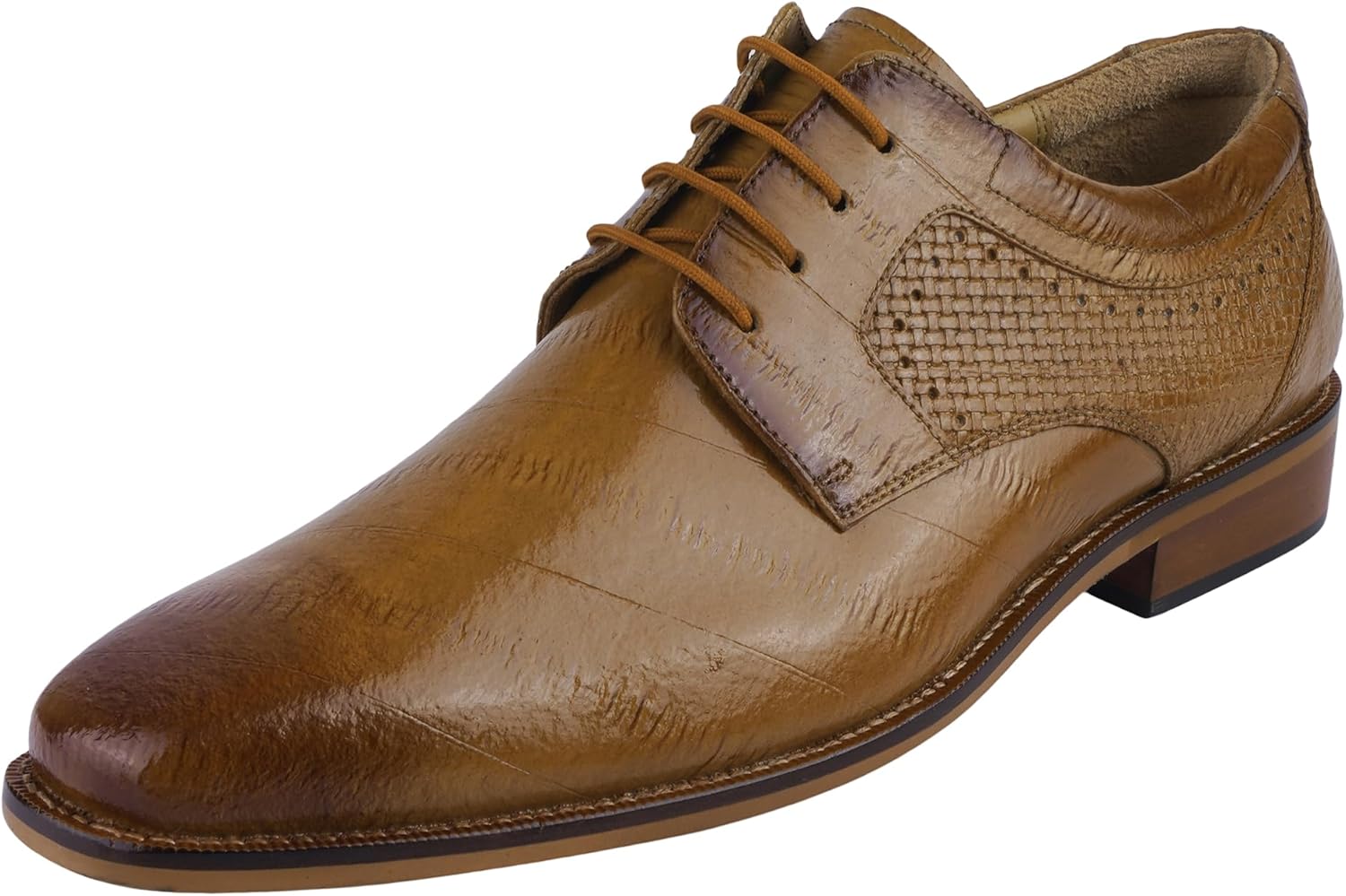 

Мужские оксфорды LIBERTYZENO с узором EEL, вязаные, из натуральной кожи, для взрослых, шнуровка, праздничные туфли на Рождество, Tan