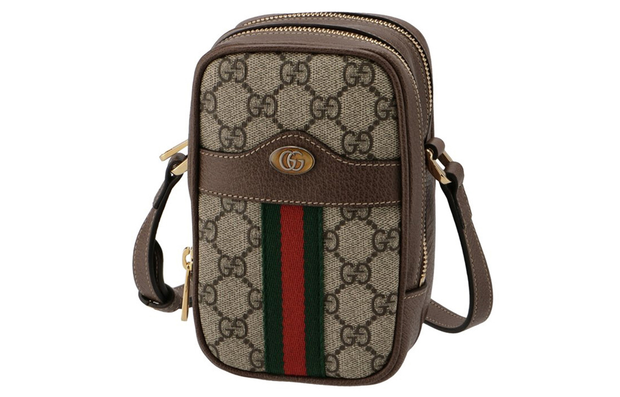 

GUCCI Канвасовая с кожаной отделкой сумка через плечо унисекс
