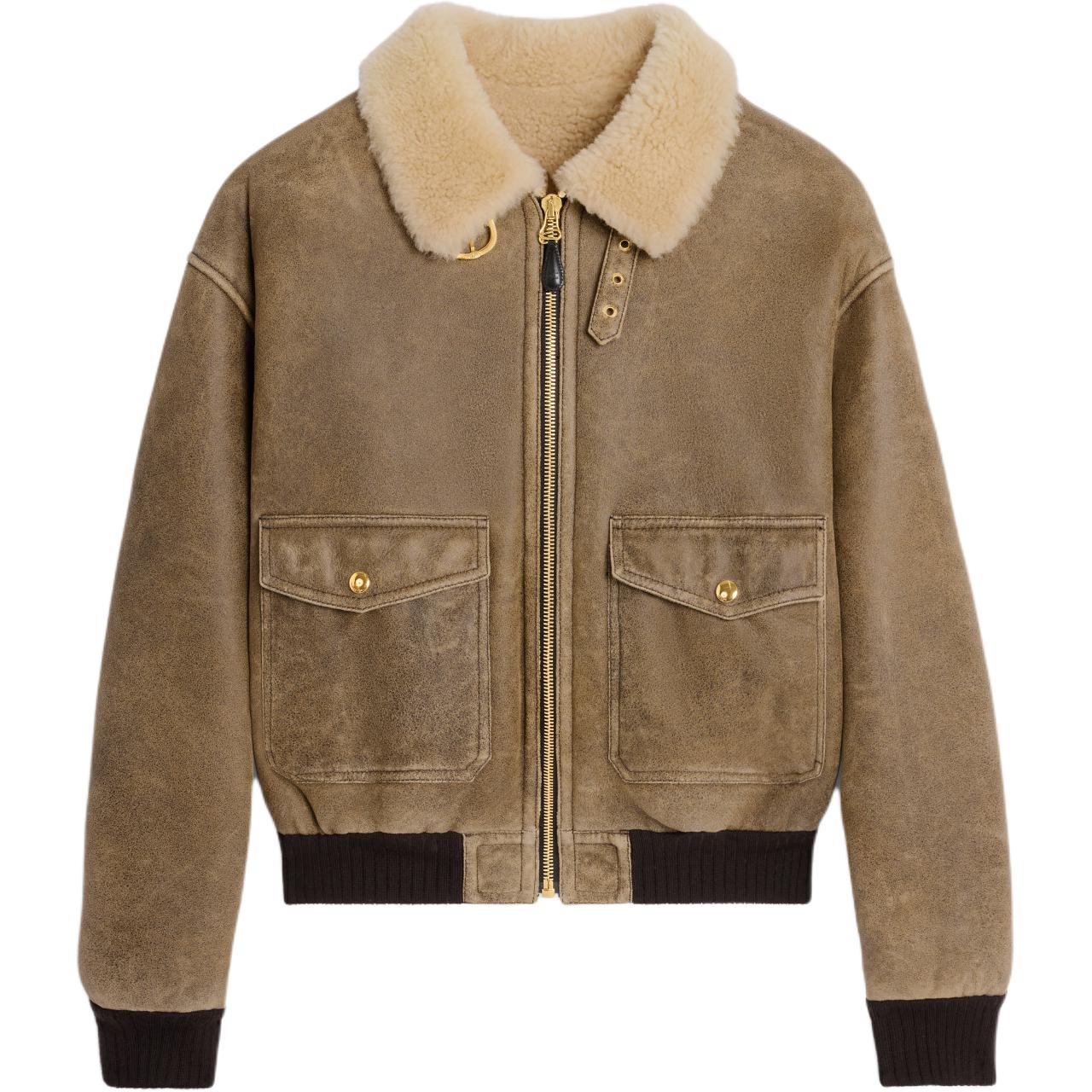 

CELINE Куртка авиатора с высоким воротником, Army Green