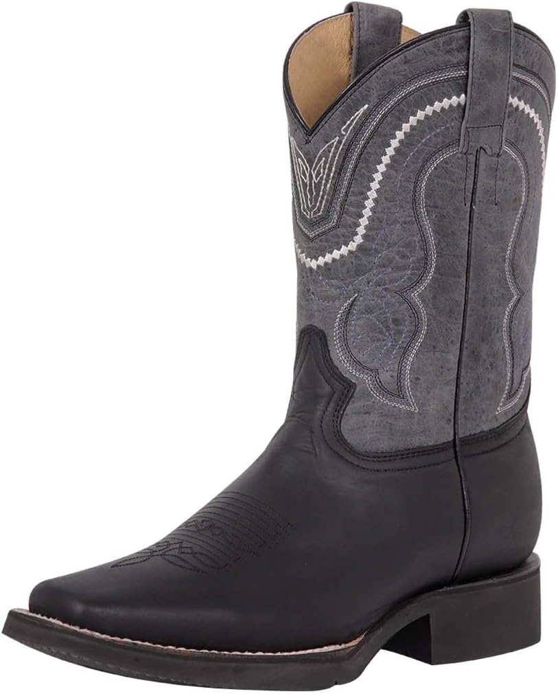 

Мужские ковбойские сапоги El General Rodeo, Crazy Black, премиальная кожа, квадратный носок, прочная резиновая подошва, на подтяжках, ручная работа, для ранчо и повседневного стиля Generic, initial