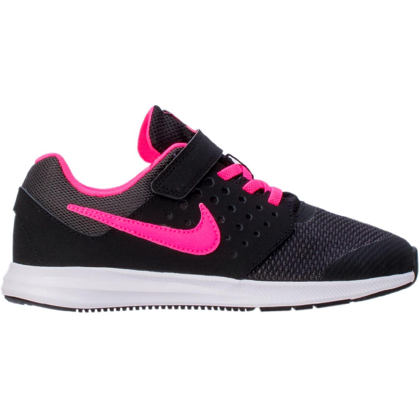 Nike Downshifter 7 нескользящие износостойкие низкие детские беговые кроссовки black pink kids — фото 3