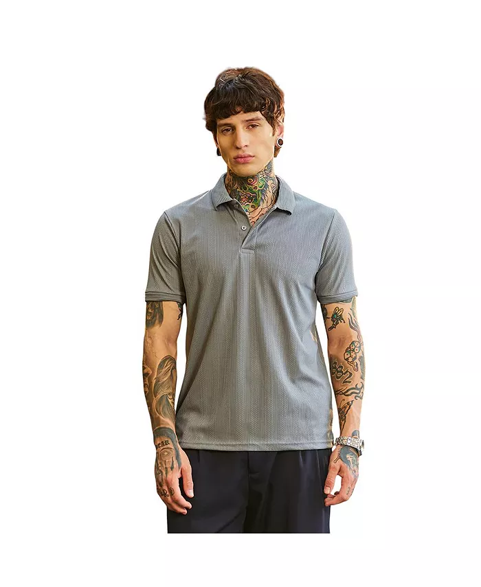 

Мужская поло-футболка Coin Grey Ribbed -Tactile Campus Sutra, серый