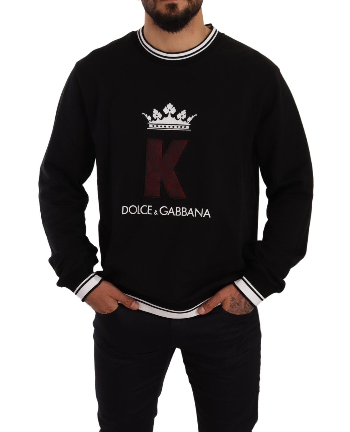 

Гладкая черная толстовка с вышитым логотипом Dolce & Gabbana