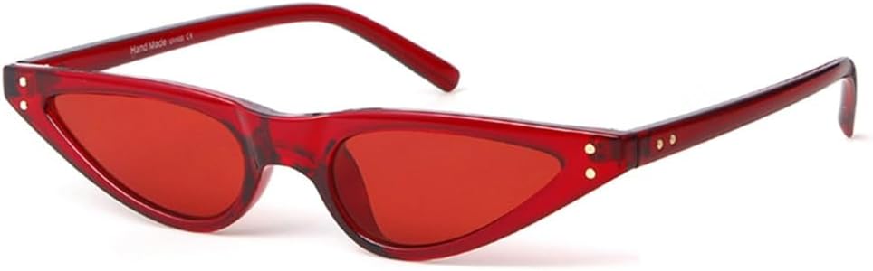 

Маленькие треугольные солнцезащитные очки в стиле ретро «кошачий глаз» для женщин, черная с красной оправой, защита от УФ-излучения 400, узкие, модель m760 Generic, M-761