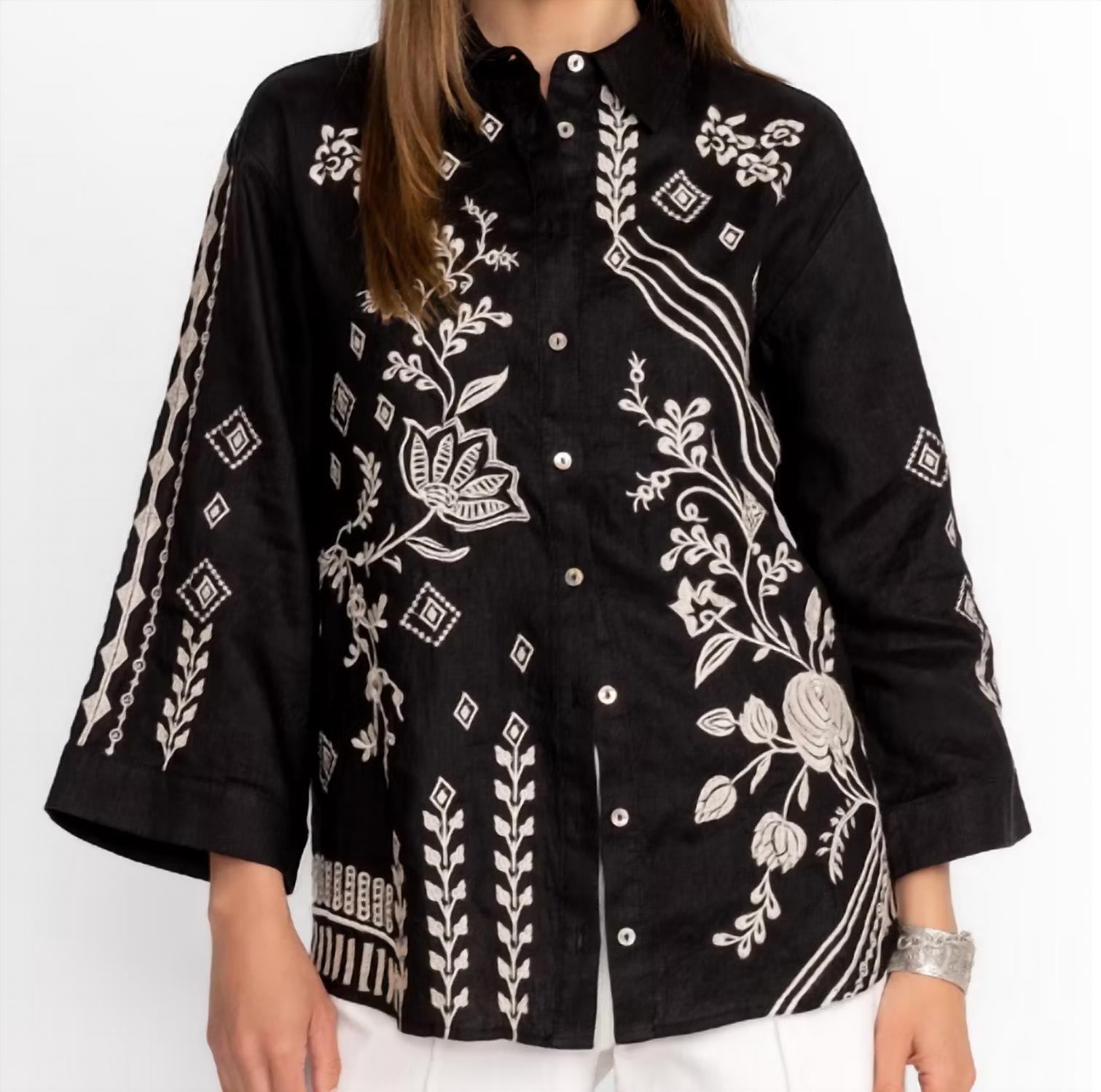 

Рубашка Francis с рукавами-кимоно в черном цвете Johnny Was