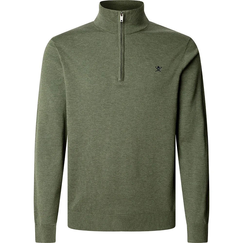 

Свитер Hackett Cotton Silk Hzip half zip, зеленый