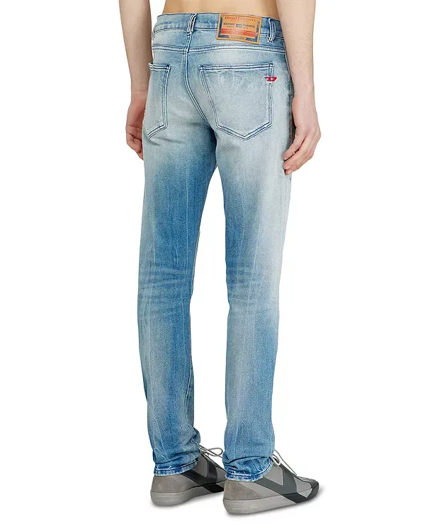 Джинсы D-Strukt зауженного кроя с потертостями из денима Diesel, Denim — фото 3