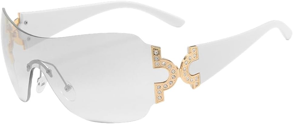 

Женские солнцезащитные очки LVTFCO с большими зеркальными линзами, роскошные панк-очки, цельные солнцезащитные очки, модные солнцезащитные очки без оправы, White Silver