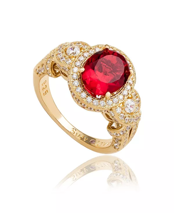 

Кольцо Suzy Levian из стерлингового серебра с овальными кубическими цирконами и французской филигранью Suzy Levian New York, red