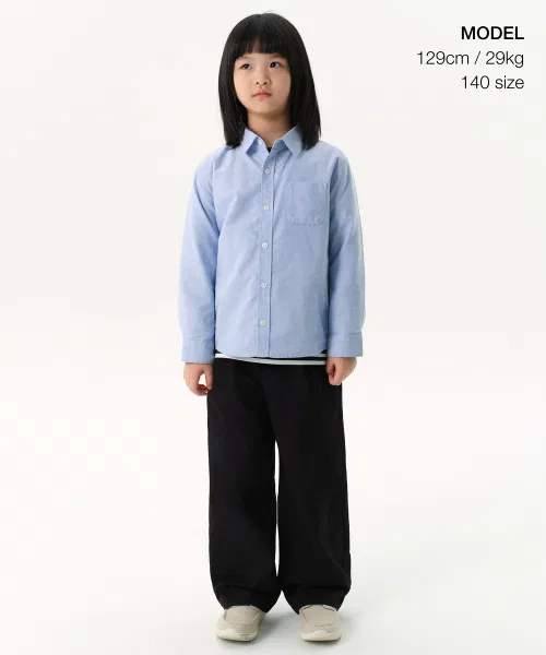 Мужская и женская рубашка MUSINSA STANDARD KIDS Relaxed Oxford Shirt — фото 2