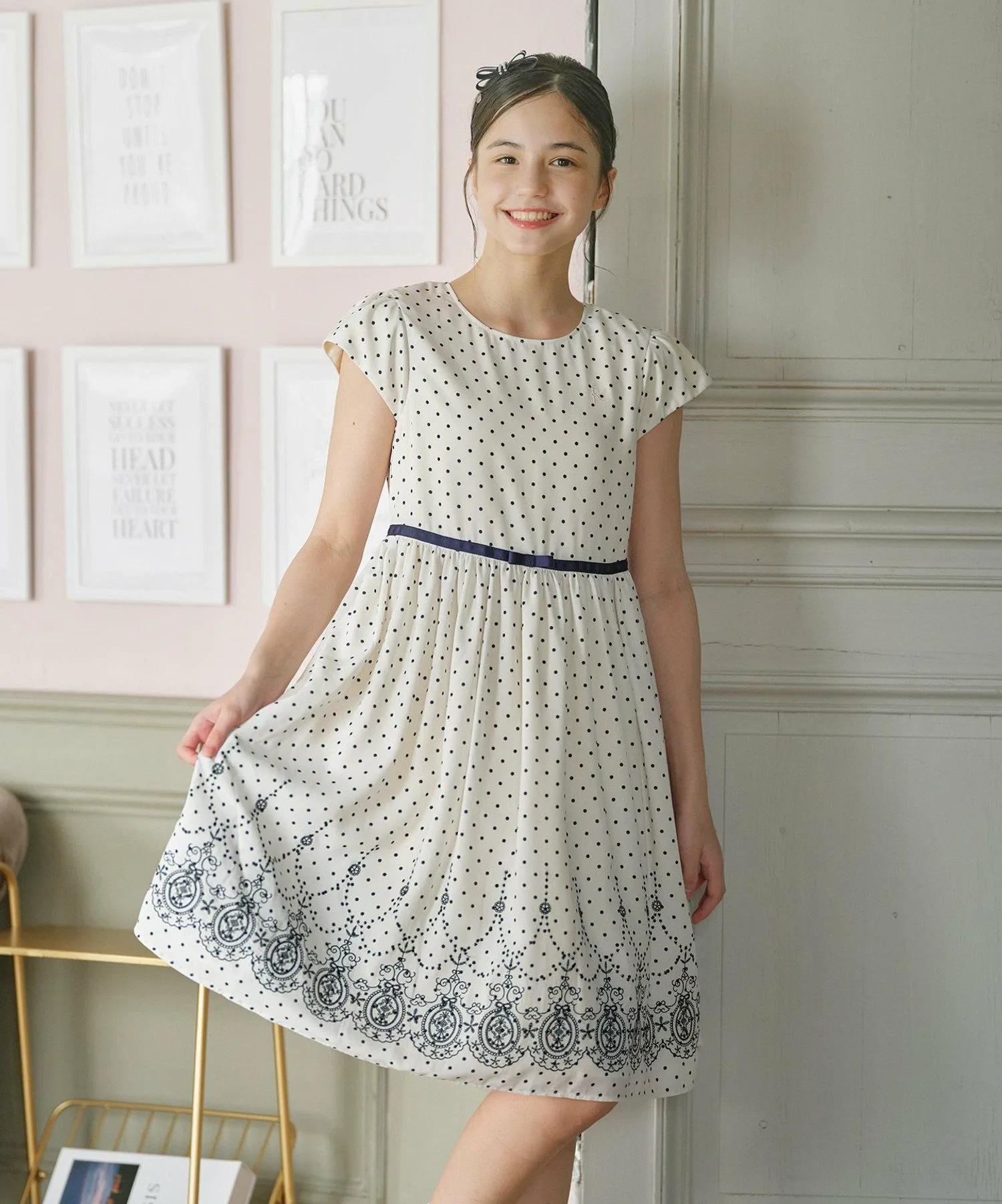 Платье из шифона в горошек [150-170 см] Kids Suite, Off-white shade 5 [502]