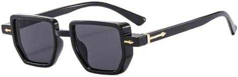 

Солнцезащитные очки в стиле ретро 2027 года: многоугольные квадратные очки для женщин, градиентные оттенки, защита от УФ-излучения UV400, модные заклепки, панк-очки для мужчин MTZJH, Black Gray