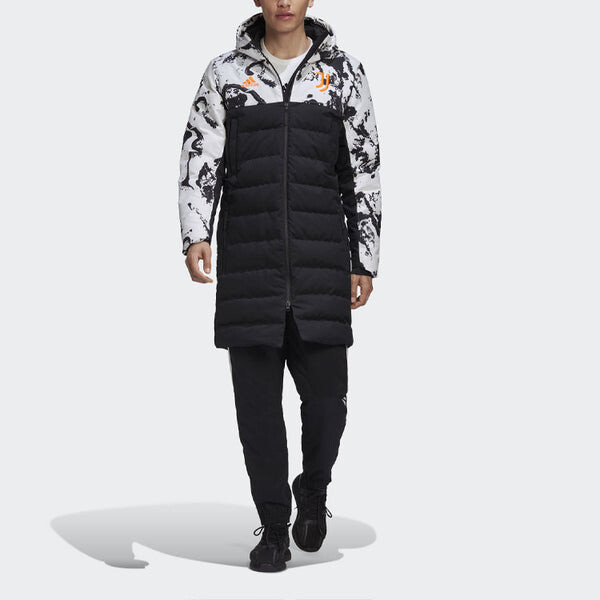 Пуховик adidas Juve Ssp Dwcoat Juventus Colorblock Soccer/Football mid-length Sports hooded down Jacket Black, черный — фото 3