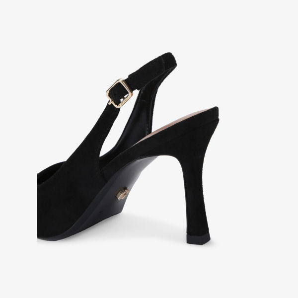 Босоножки-лодочки Carvela Corletta на каблуке с плетеным ремешком и логотипом, черный — фото 3