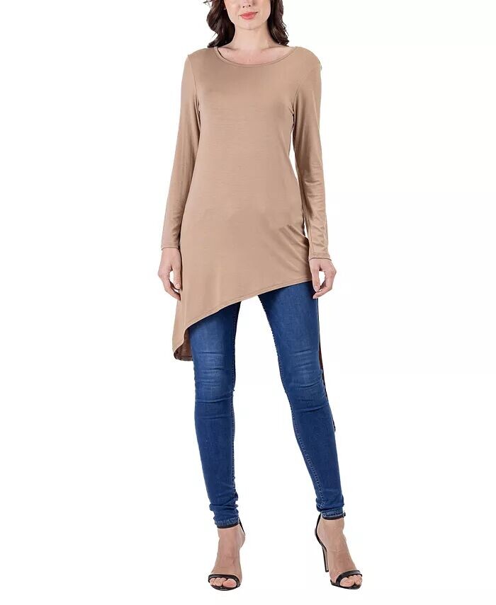 

Женская туника длиной до колена с длинными рукавами 24seven Comfort Apparel, бежевый
