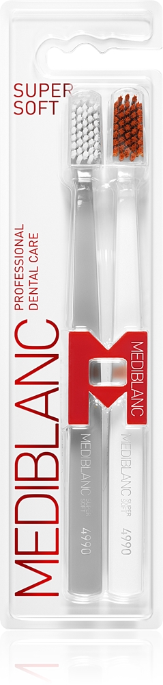 

4990 супермягких зубных щеток экстрамягких Mediblanc, grey, white 2 шт