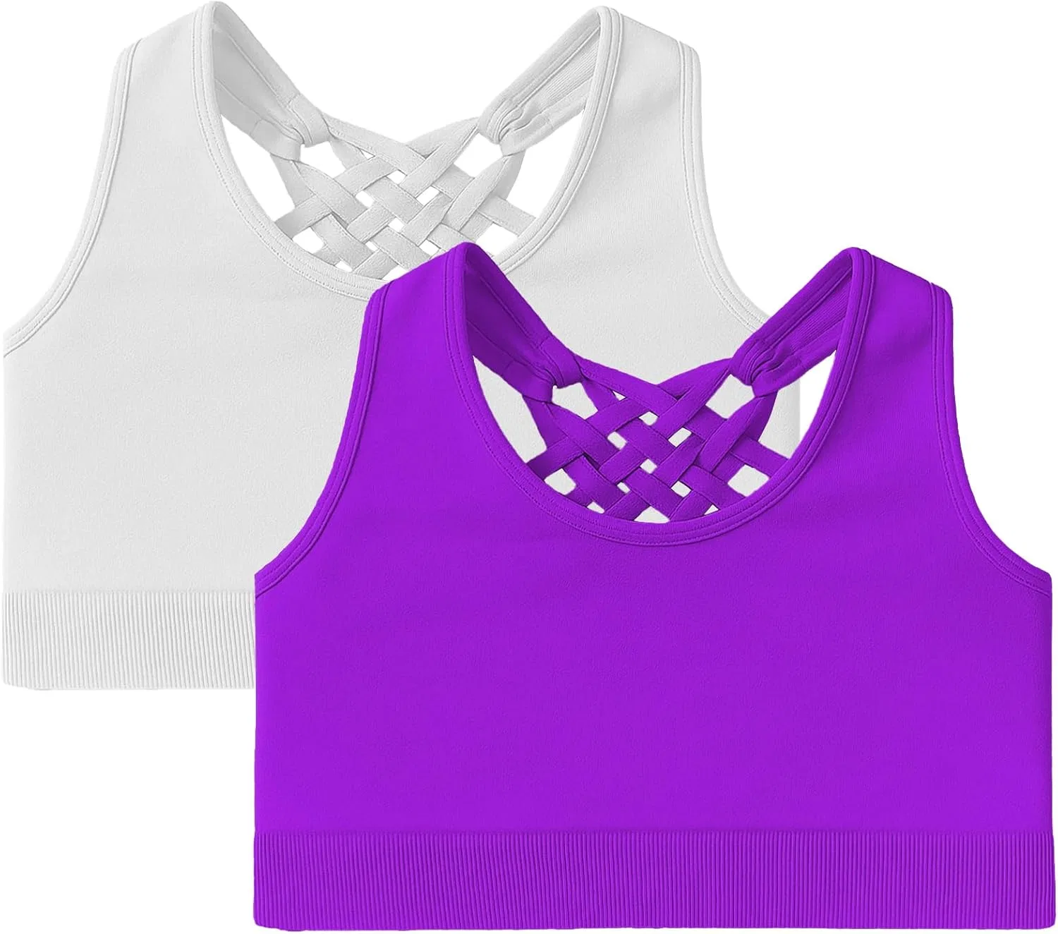 Спортивный топ Kurve с открытой спиной, набор White/Neon Purple