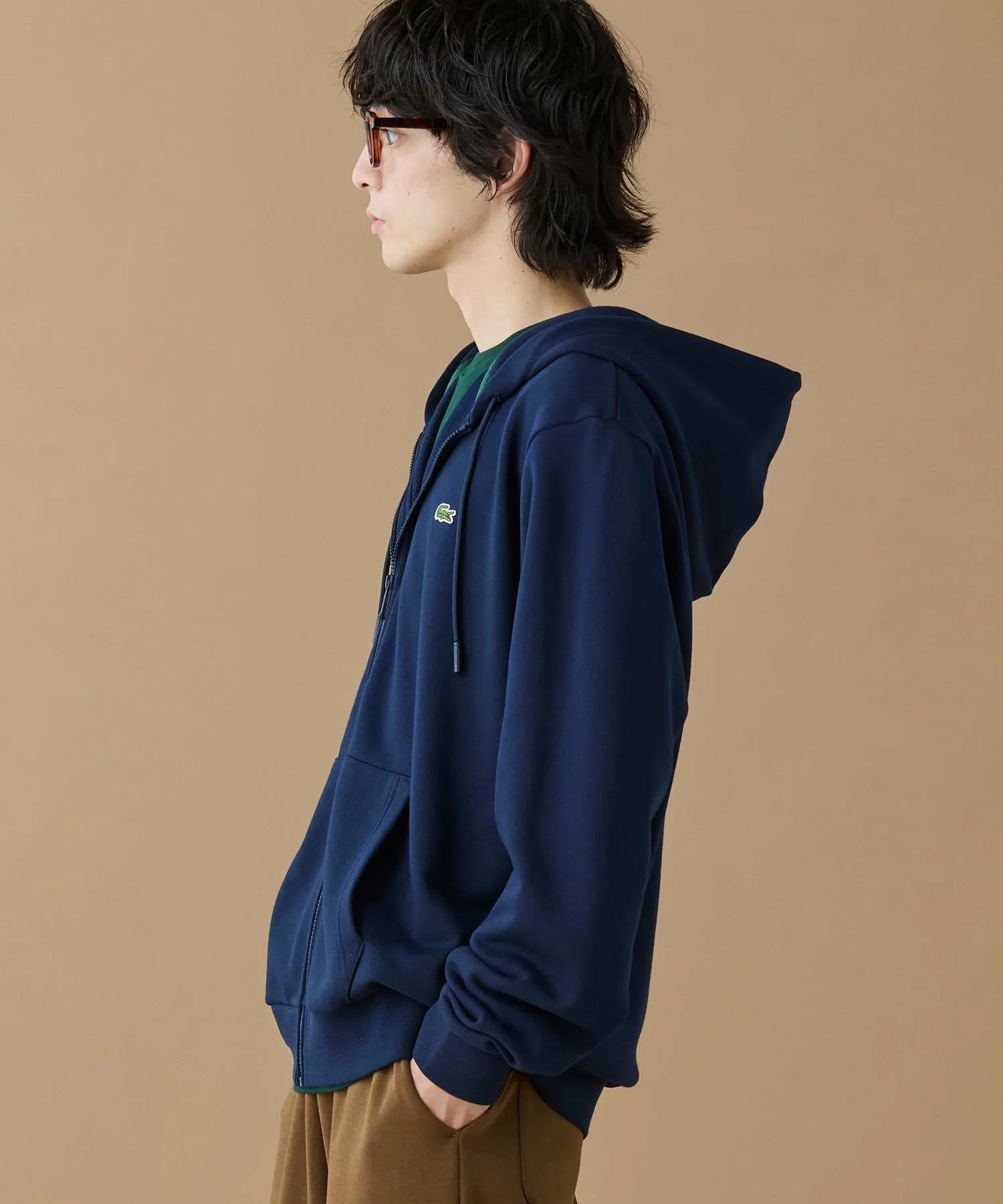 Толстовка с капюшоном на молнии Essential LACOSTE, Navy — фото 4