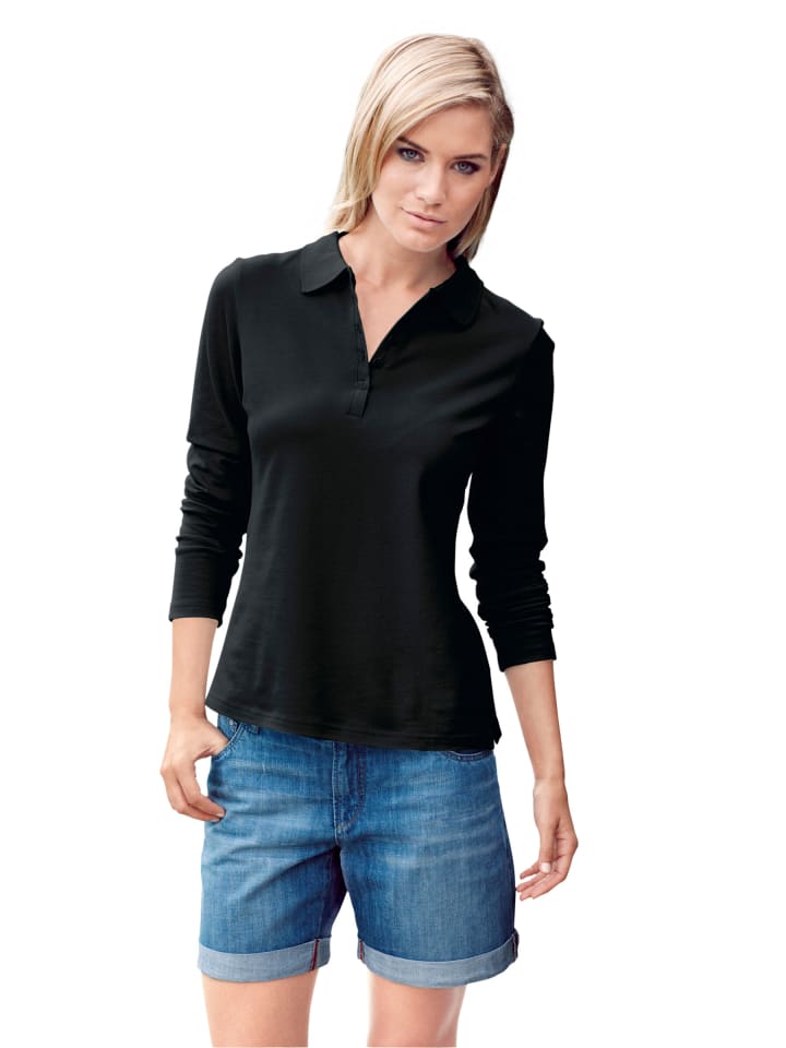 

Рубашка поло с длинными рукавами черного цвета Heine