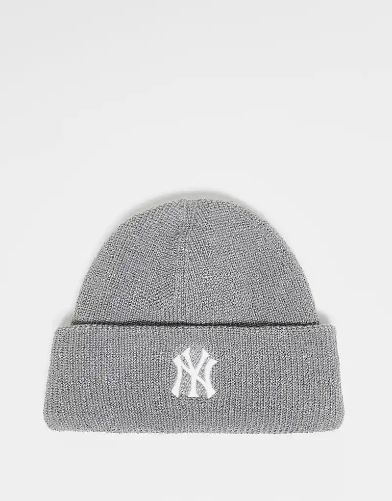 

47 Brand NY Yankees вязаная шапочка с ребристыми манжетами серого цвета