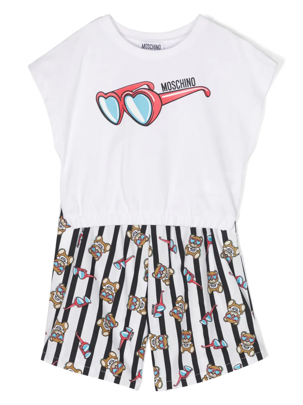 

Комплект из топа и шортов с принтом Teddy Bear Moschino Kids, белый