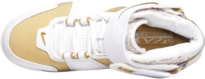 Мужские кожаные кроссовки Nike Sportswear Zoom Lebron II, White Metallic Gold — фото 4