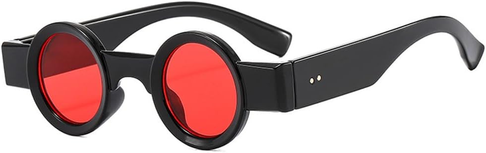 

Популярные модные маленькие круглые солнцезащитные очки для женщин в стиле ретро-панк, солнцезащитные очки UV400 для мужчин, прозрачные линзы Ocean, модные солнцезащитные очки с заклепками WNCKSQ, Black Red