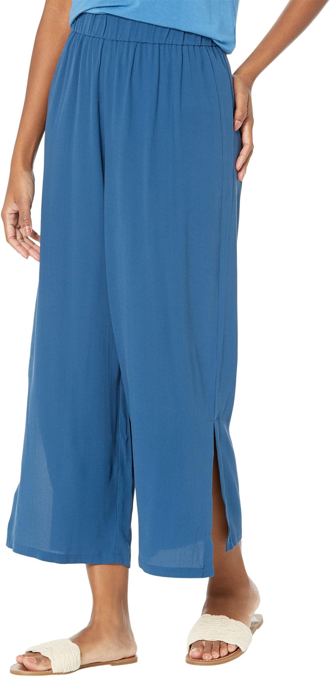 

Брюки Eileen Fisher Petite Wide Ankle Pants, цвет Atlantis