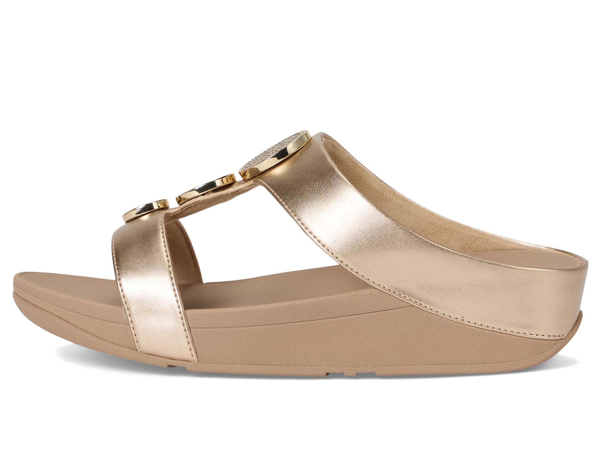 Сандалии FitFlop Halo Bead-Circle Metallic H-Bar Slides, цвет Metallic Latte Beige — фото 4