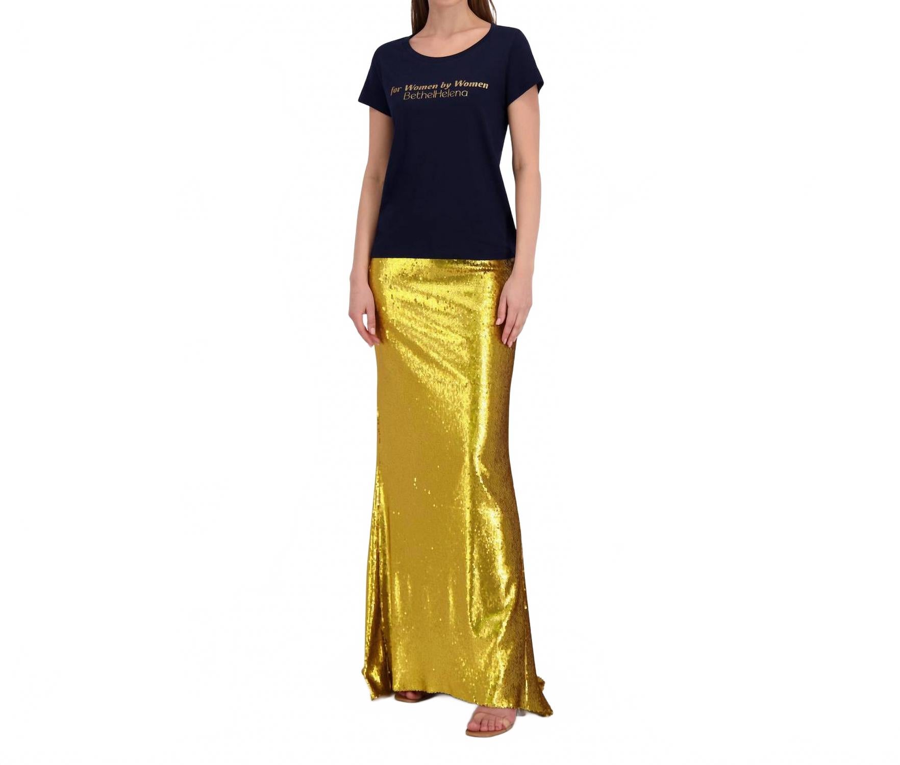 

Футболка с коротким рукавом For Women By Women в темно-синем цвете с золотым текстом BethelHelena