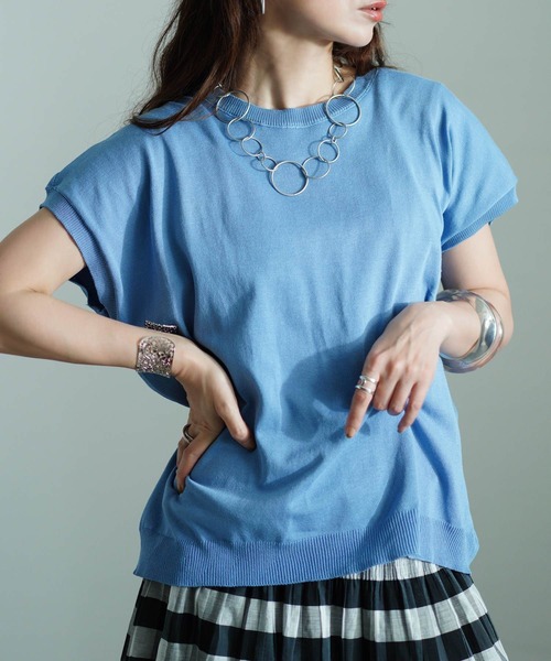 

Вязаный летний топ с лентой на спине Sawa a la mode, синий