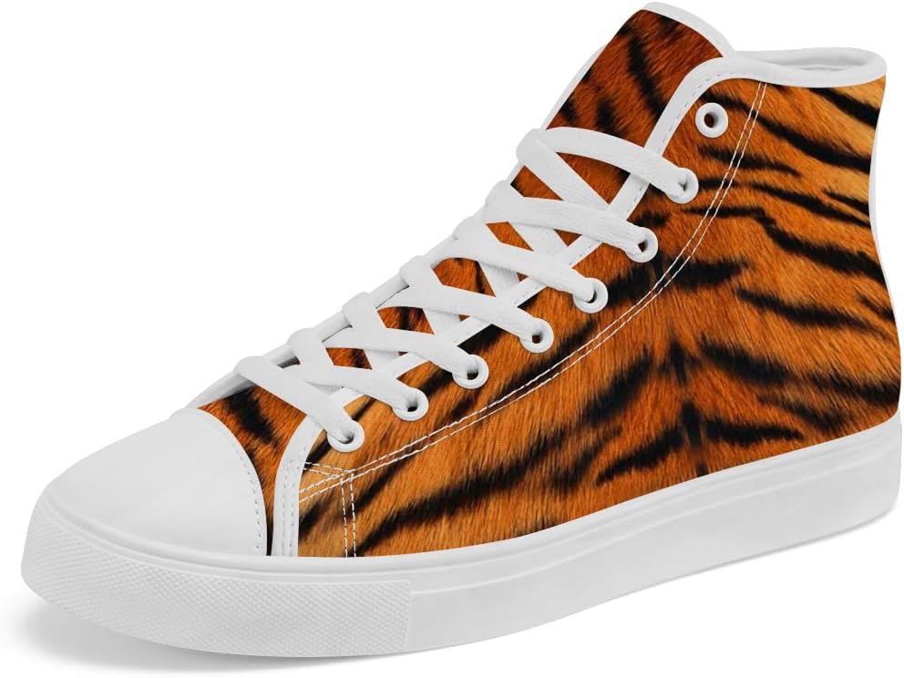 

Кеды на высокой подошве с тигровым принтом Кроссовки с тигровыми полосами на высокой подошве Шнуровка Повседневная обувь для женщин и мужчин Chebing, 612 Brown