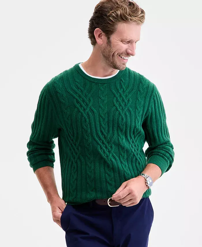 

Мужской свитер с комбинированным узором кос Club Room, зеленый