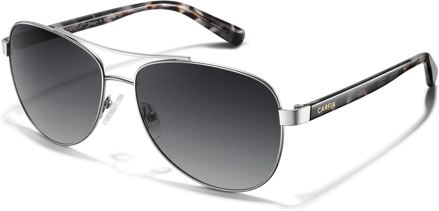 

Женские поляризованные солнцезащитные очки CARFIA с защитой от УФ-излучения, дужки из ацетата, металлическая оправа, модель CA3216, Grey Gradient Lens Grey Tortoise Arm