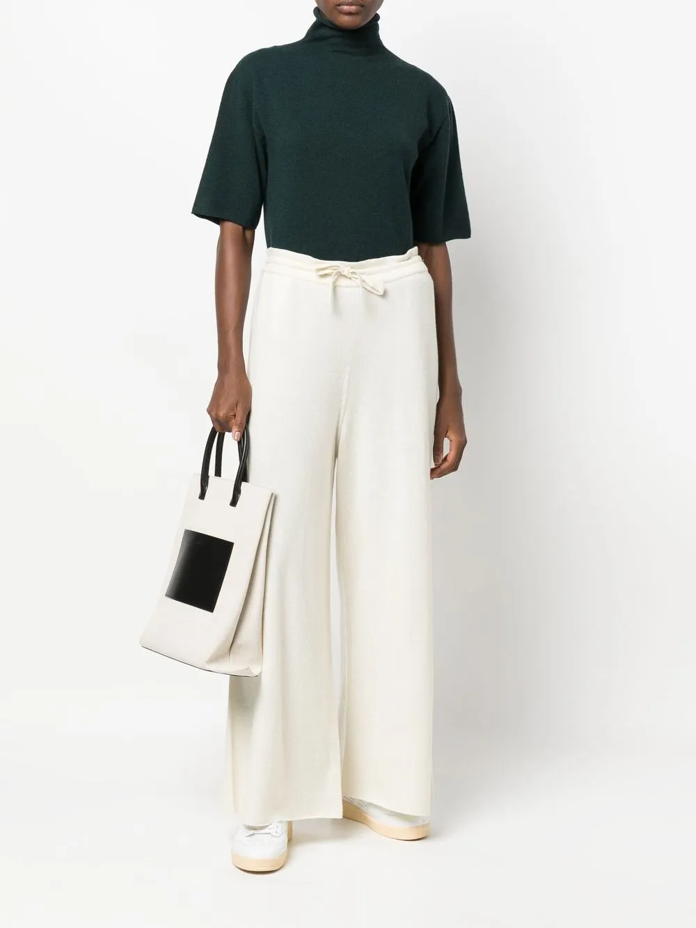 Кашемировые брюки широкого кроя JIL SANDER, нейтральный — фото 2