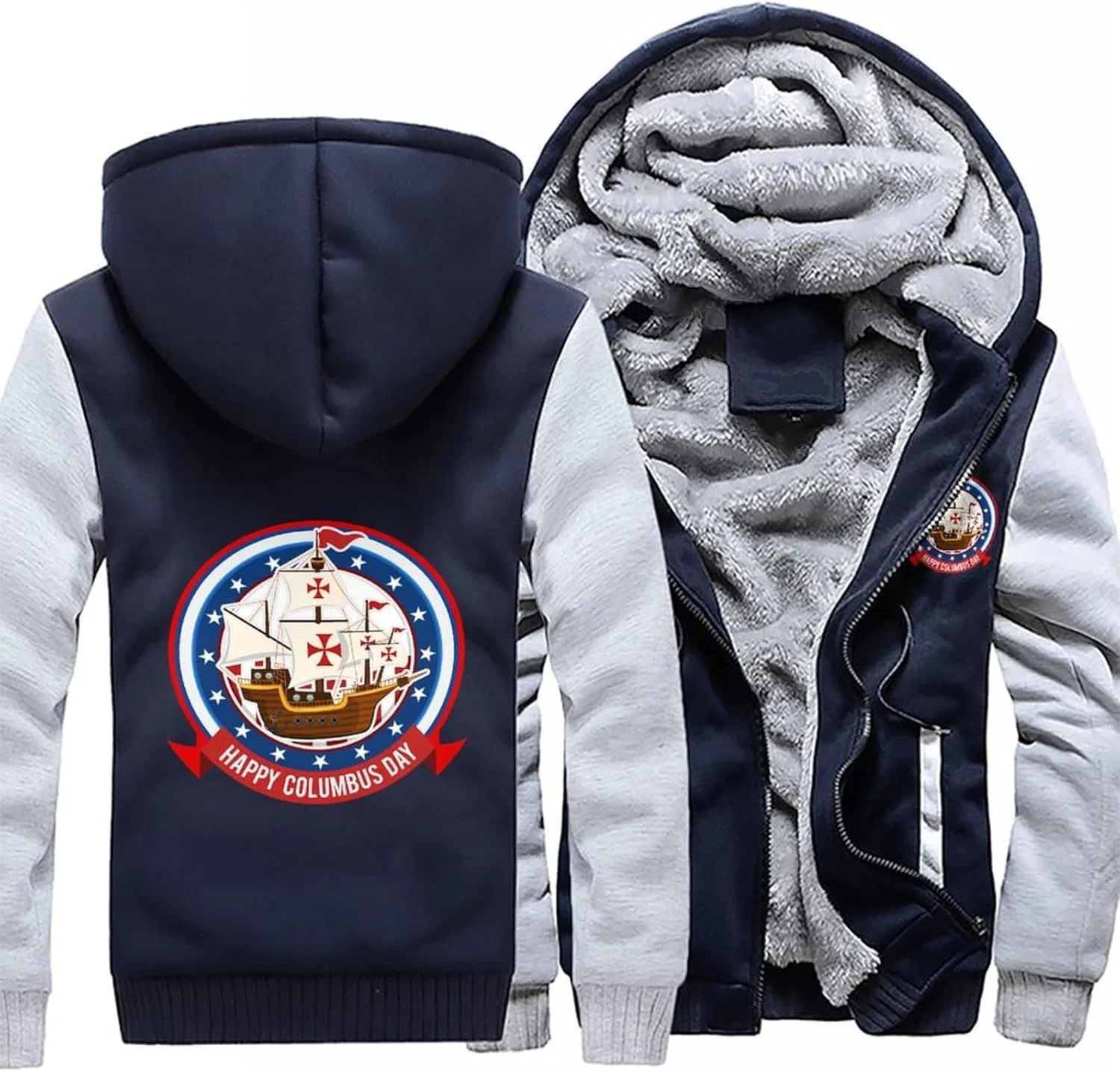 Толстовка на молнии с капюшоном Generic, Light Gray-style — фото 3