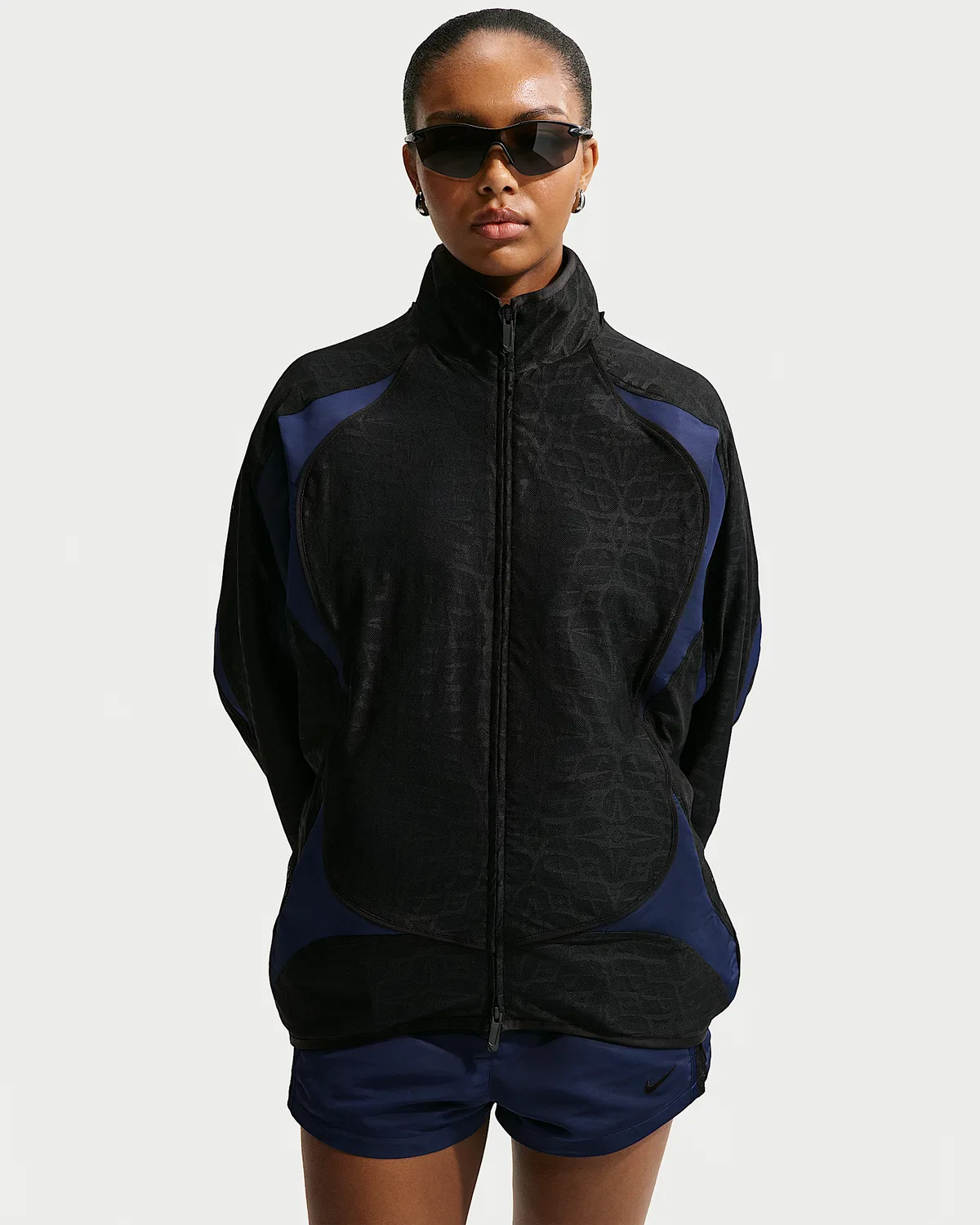 Женская оверсайз кружевная куртка Nike Sportswear, Black/Midnight Navy/White/Midnight Navy