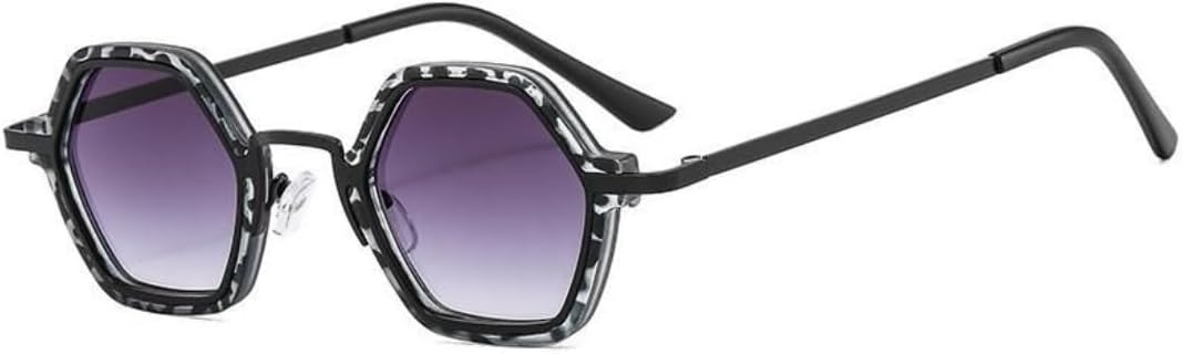 

Ретро-солнцезащитные очки в форме многоугольника и квадрата для женщин, модные, с прозрачными линзами цвета океана, для мужчин, трендовые, в стиле панк, шестиугольные, с защитой от УФ-излучения UV400 UATXTAU, Black Leopard