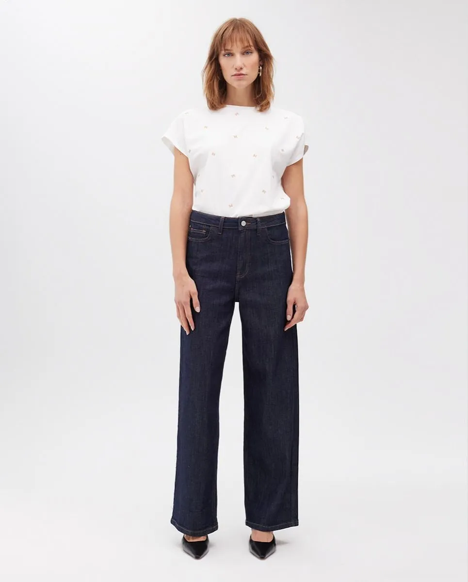 

Прямые женские джинсы с высокой посадкой и широкими штанинами Lola Casademunt, темно-синий