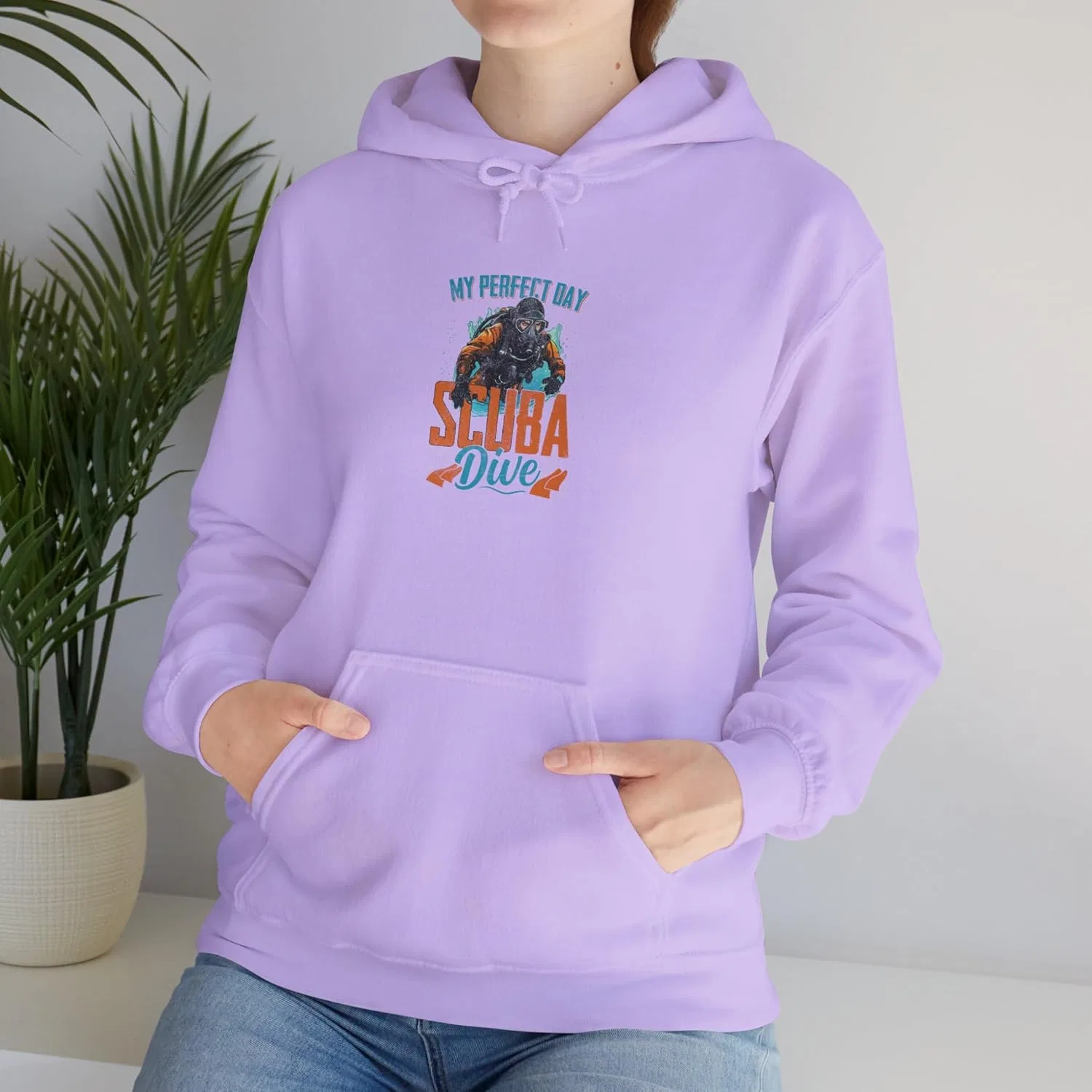 Свитшот с капюшоном Scuba Dive Graphic, подарок для дайвера, унисекс, одежда для водных видов спорта, теплая и уютная толстовка, для улицы GENERIC, Orchid — фото 3